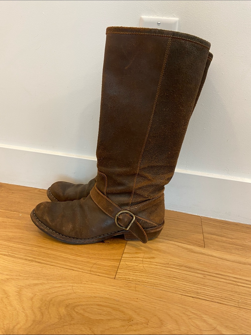 Fiorentini + Baker Brown Suede Mid-Calf Harness Boots